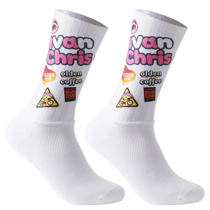 Anti-Rutsch Silikon Aero Radsocken – Whiteline