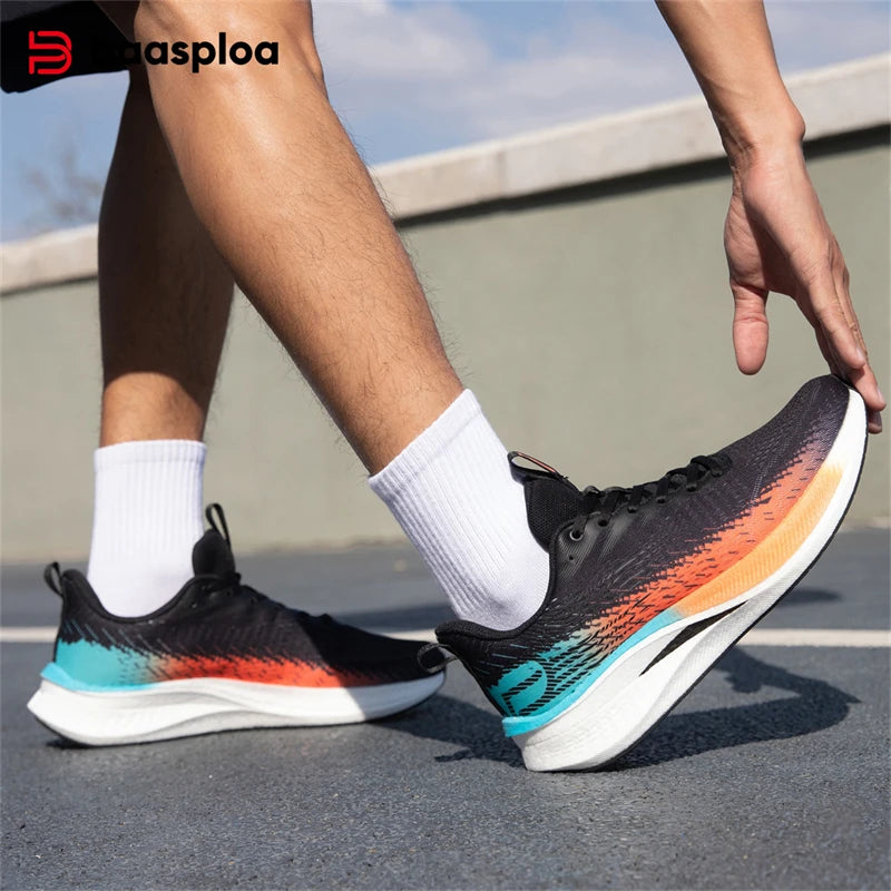 Baasploa Herren Profi-Laufschuhe – Carbonplatte, Rutschfest & Ultraleicht für Marathon