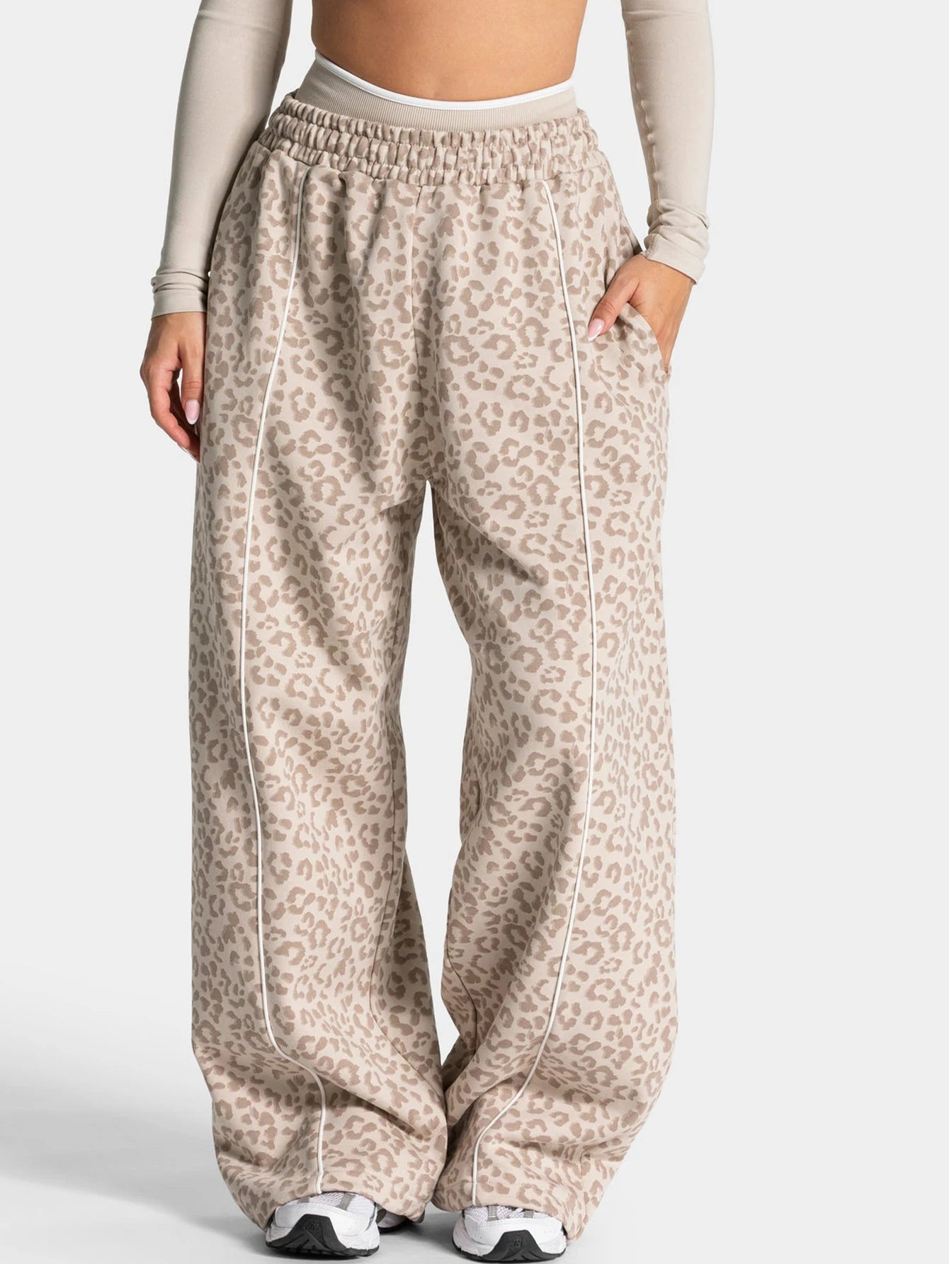Damen Yoga Pants – Leoparden-Print, Wide Leg, Butt Lifting