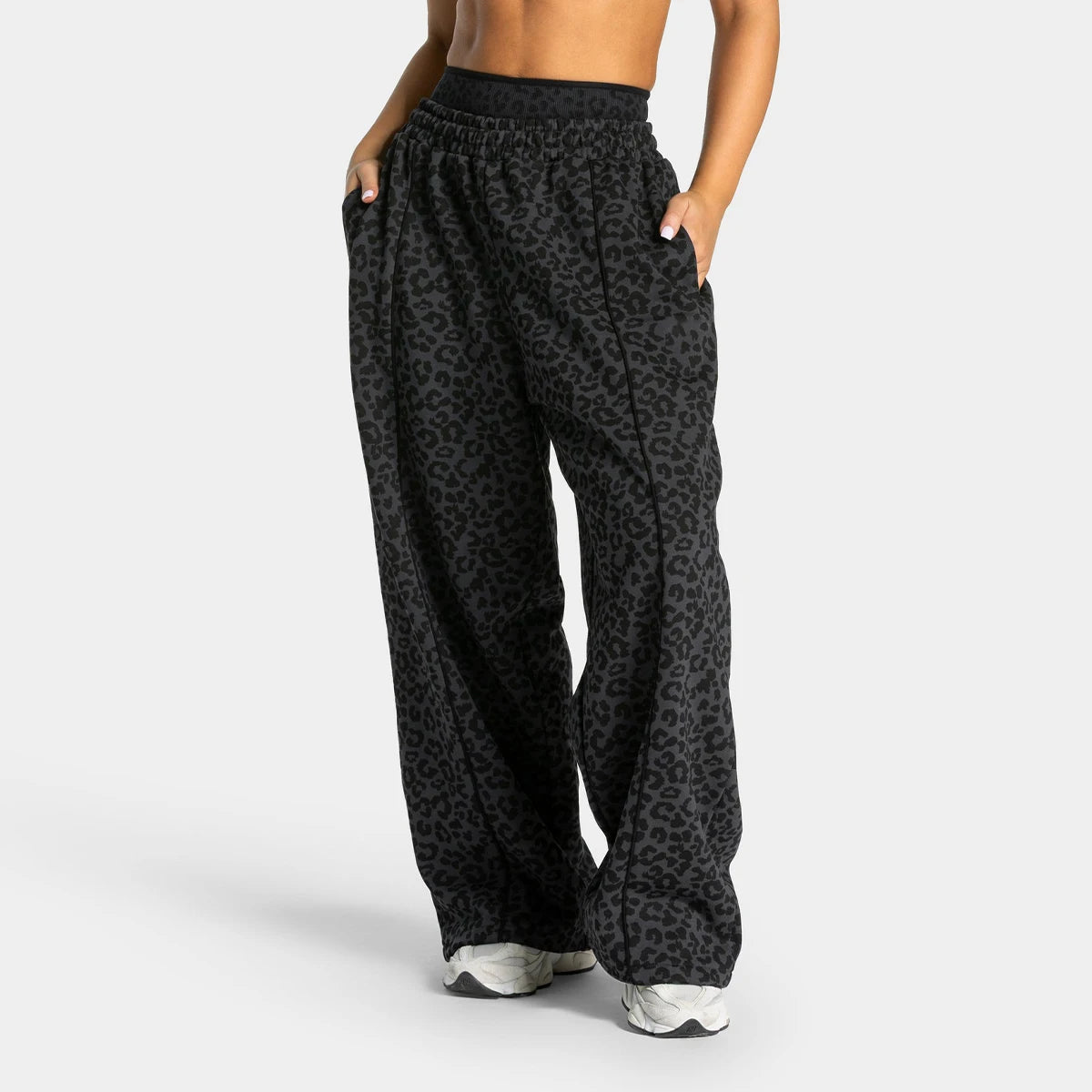 Damen Yoga Pants – Leoparden-Print, Wide Leg, Butt Lifting