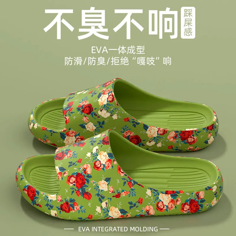 Damen & Herren Blumen-Slides – Weiche Sohle, Rutschfest & Bequem | Strand, Sommer & Alltag