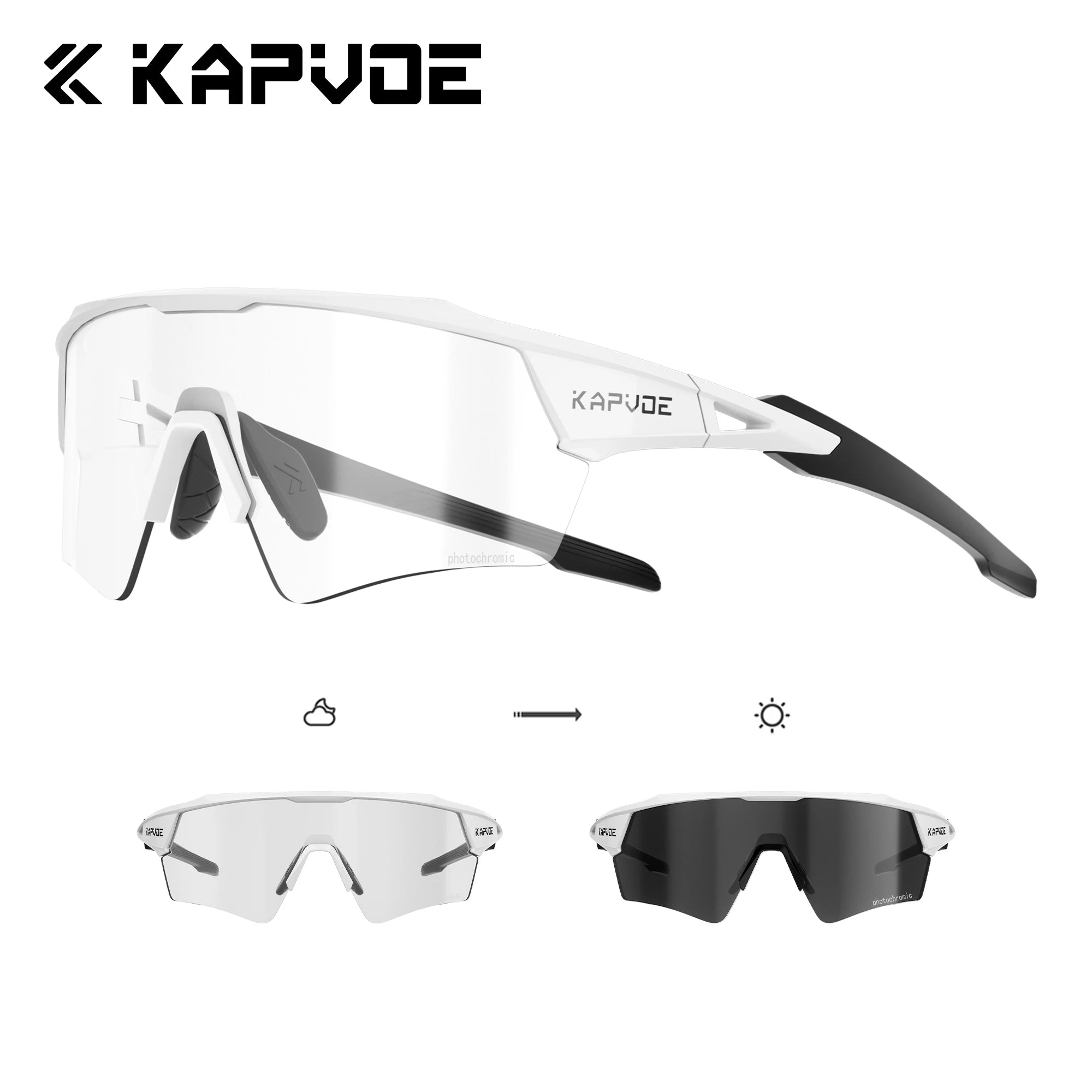 Kapvoe Photochromic Cycling Sunglasses for Men & Women – UV400 MTB Road Bike Eyewear, CE Certified