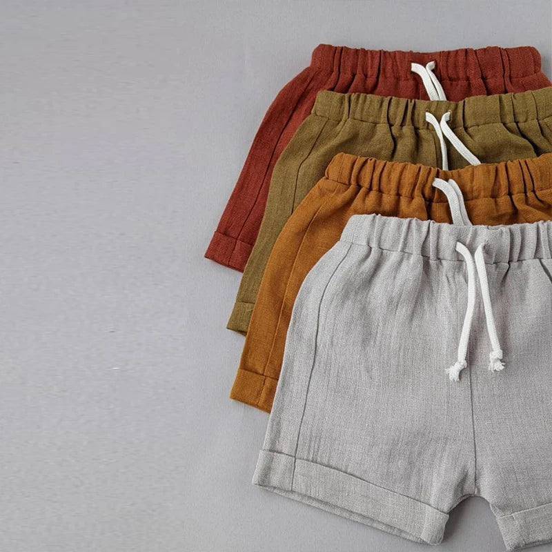 Kinder Leinen-Shorts | Unisex, Kordelzug, Locker, Sommer & Strand