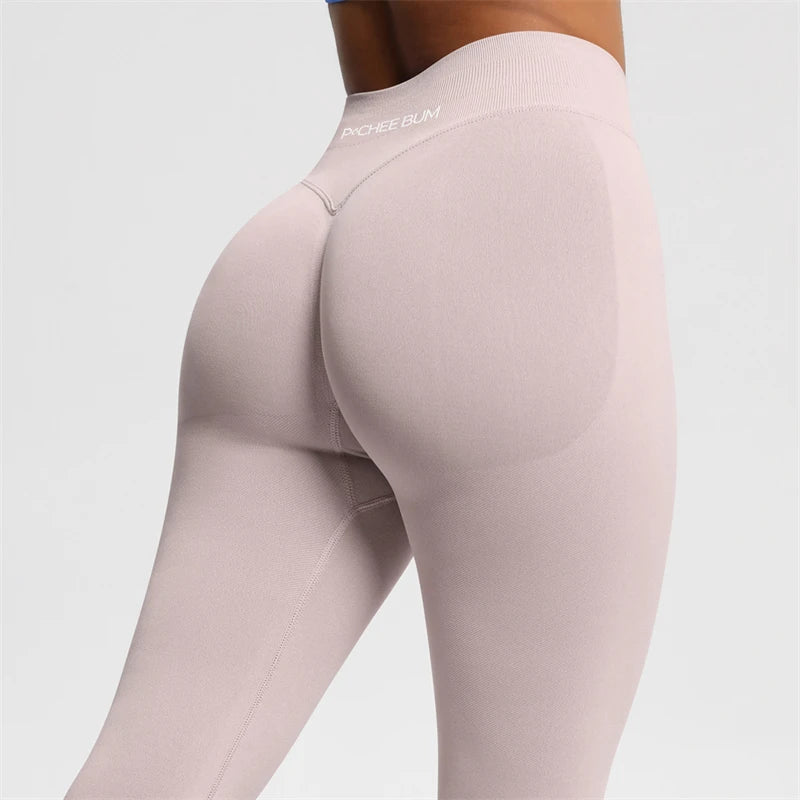 Damen Nahtlose Scrunch Butt Leggings – Low Ribbed Band, Bum Shaping, Yoga & Gym