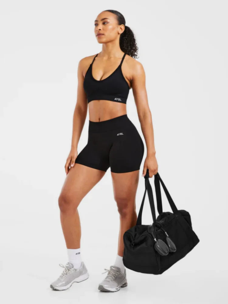 Women's Sports & Yoga Set: Seamless Yoga & Gym Shorts with Sports Bra (2-Piece Athletic Outfit) Non-Slip & Moisture-Wicking