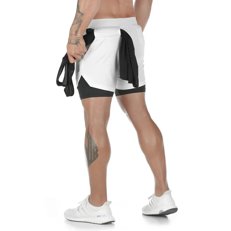 LaufWerk TrailShorts Camo – 2-in-1 Running & Fitness Shorts für Herren