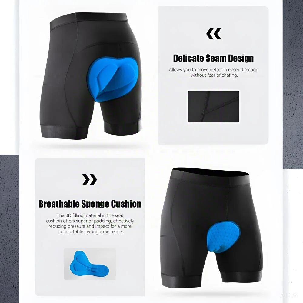 Herren Radshorts mit 3D-Pad – 3 Taschen, Schnelltrocknend, Rennrad & MTB