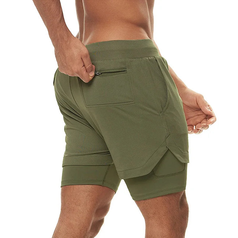 Herren 2-in-1 Sport-Shorts – Schnelltrocknend, Doppellagig, Gym & Laufen