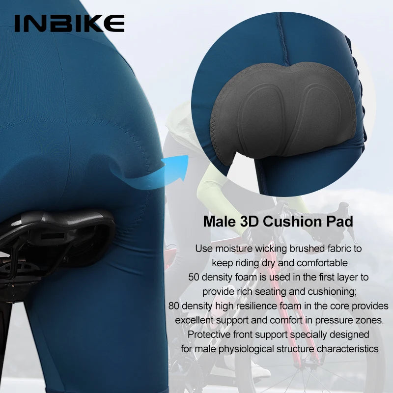 INBIKE Herren Fahrrad-Trägerhose – Gepolstert, atmungsaktiv, mit Taschen