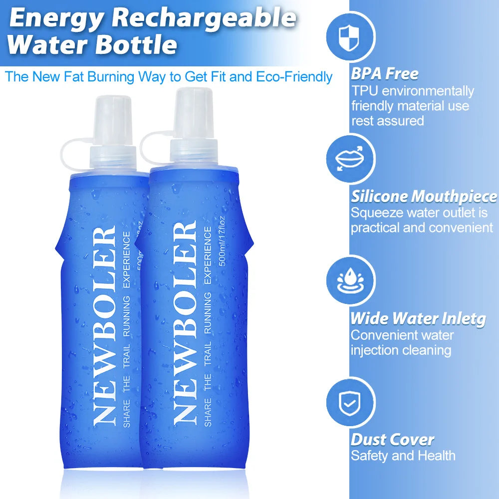 Faltbare Trinkflasche TPU – 150ml / 250ml / 500ml für Running & Outdoor