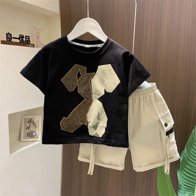 Jungen 2-teiliges Sport-Set – Shirt & Shorts im Korean Style