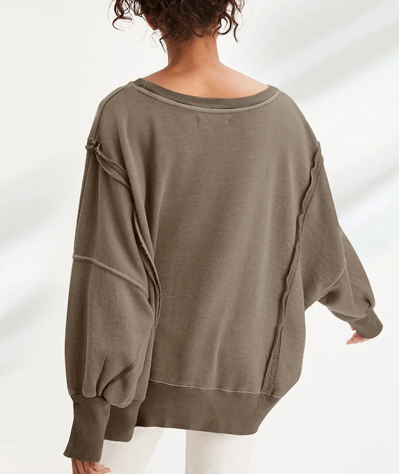 Damen Oversized Hoodie | 100% Baumwolle, Patchwork, Streetwear