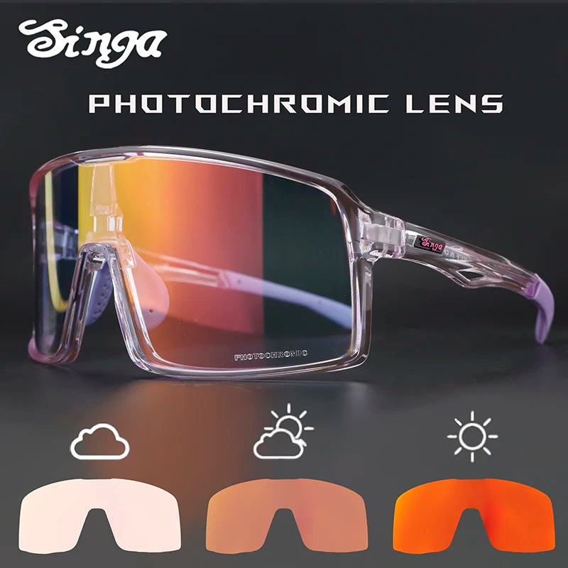 Singa Photochromic Cycling Sunglasses SG9025 – UV400, CE Certified, Road & MTB Bike Eyewear for Men & Women