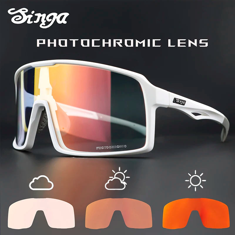 Singa Photochromic Cycling Sunglasses SG9025 – UV400, CE Certified, Road & MTB Bike Eyewear for Men & Women