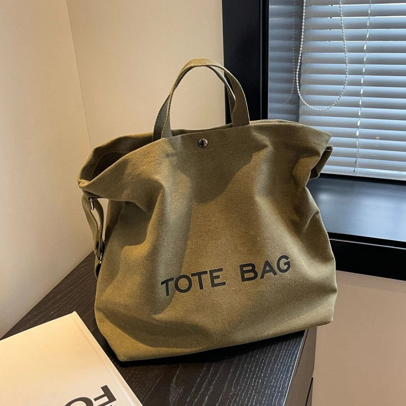 Damen Canvas Tote Bag – Retro-Style, Großes Fassungsvermögen