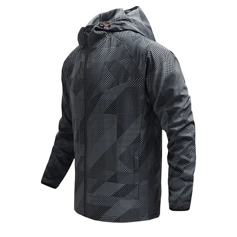 Herren Laufjacke mit Kapuze – Atmungsaktiv | Fitness, Joggen & Tennis | Weich & Leicht