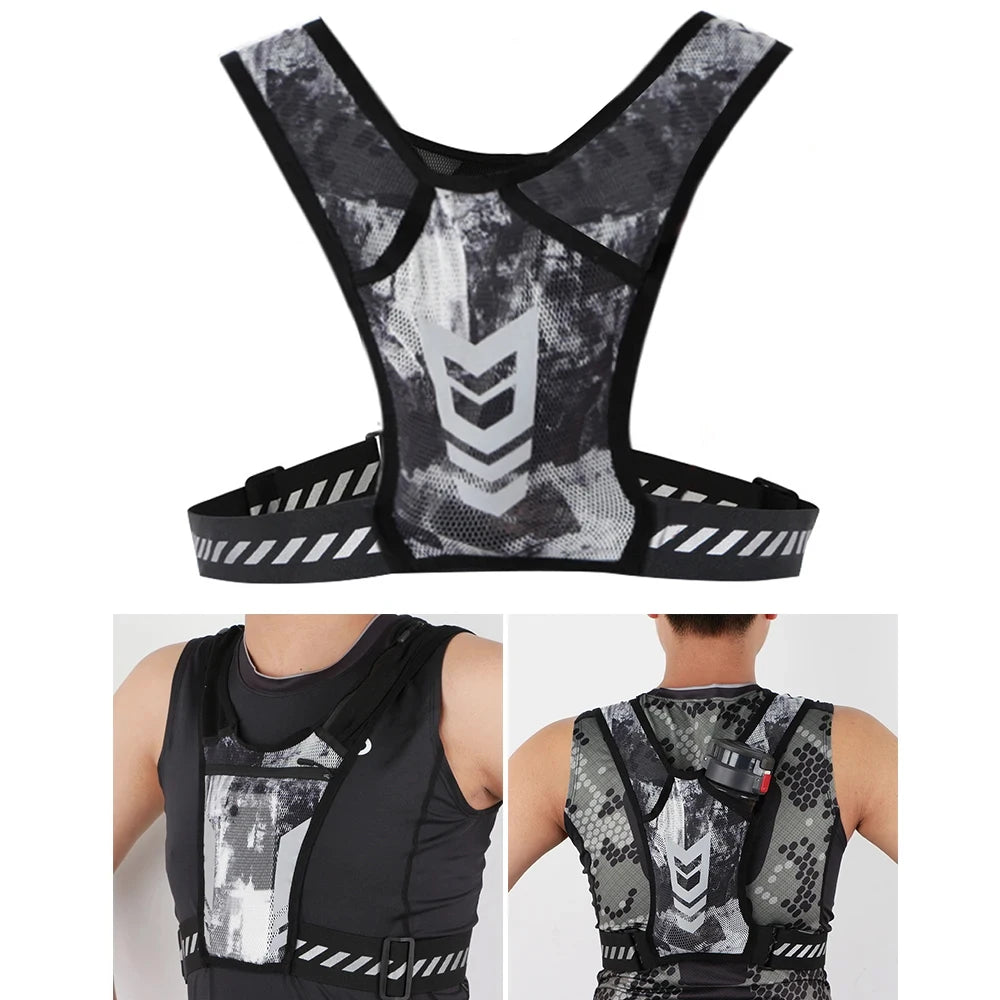Reflektionsweste mit Handytasche & Schlüsselfach | Verstellbar für Damen & Herren – Laufen, Joggen, Gym