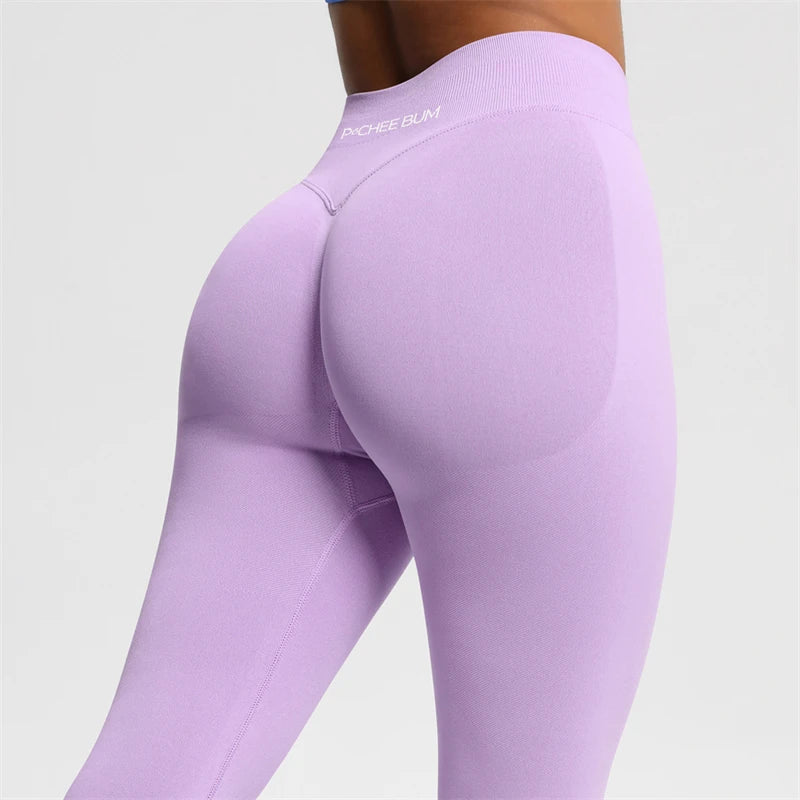 Damen Nahtlose Scrunch Butt Leggings – Low Ribbed Band, Bum Shaping, Yoga & Gym