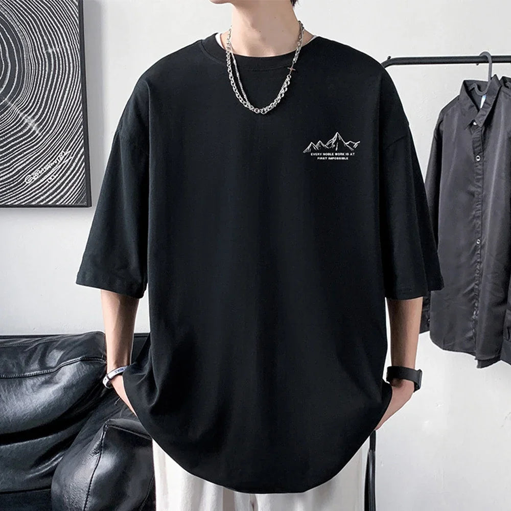 Herren Oversized T-Shirt – 100% Baumwolle, Vorder- & Rückendruck | Casual Sommer Tee