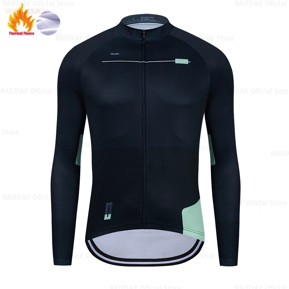 Raudax 2026 Herren Winter-Radtrikot – Thermal Fleece, 12 Farben, MTB & Road