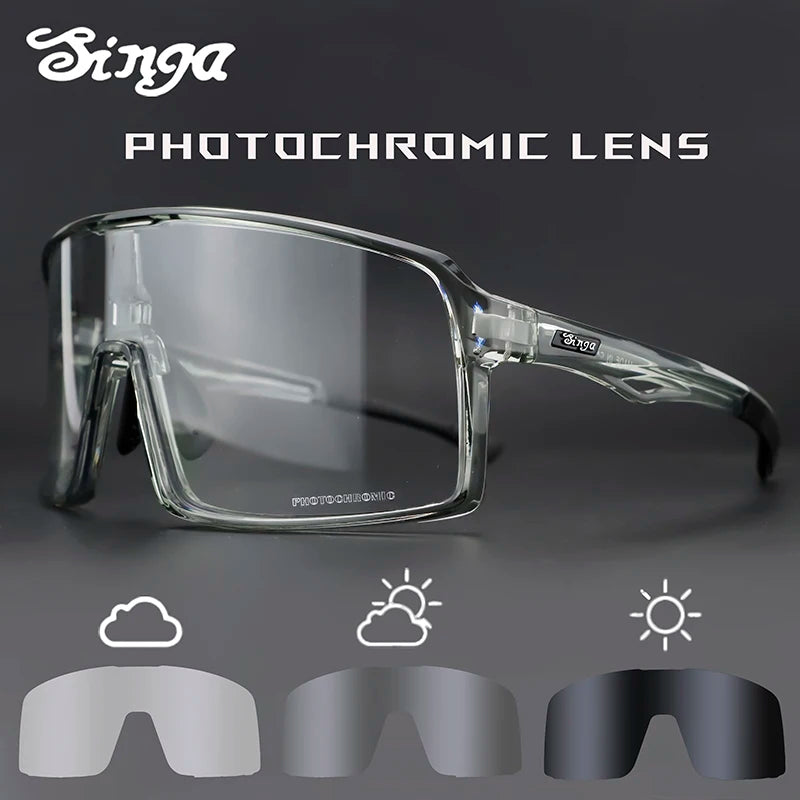Singa Photochromic Cycling Sunglasses SG9025 – UV400, CE Certified, Road & MTB Bike Eyewear for Men & Women
