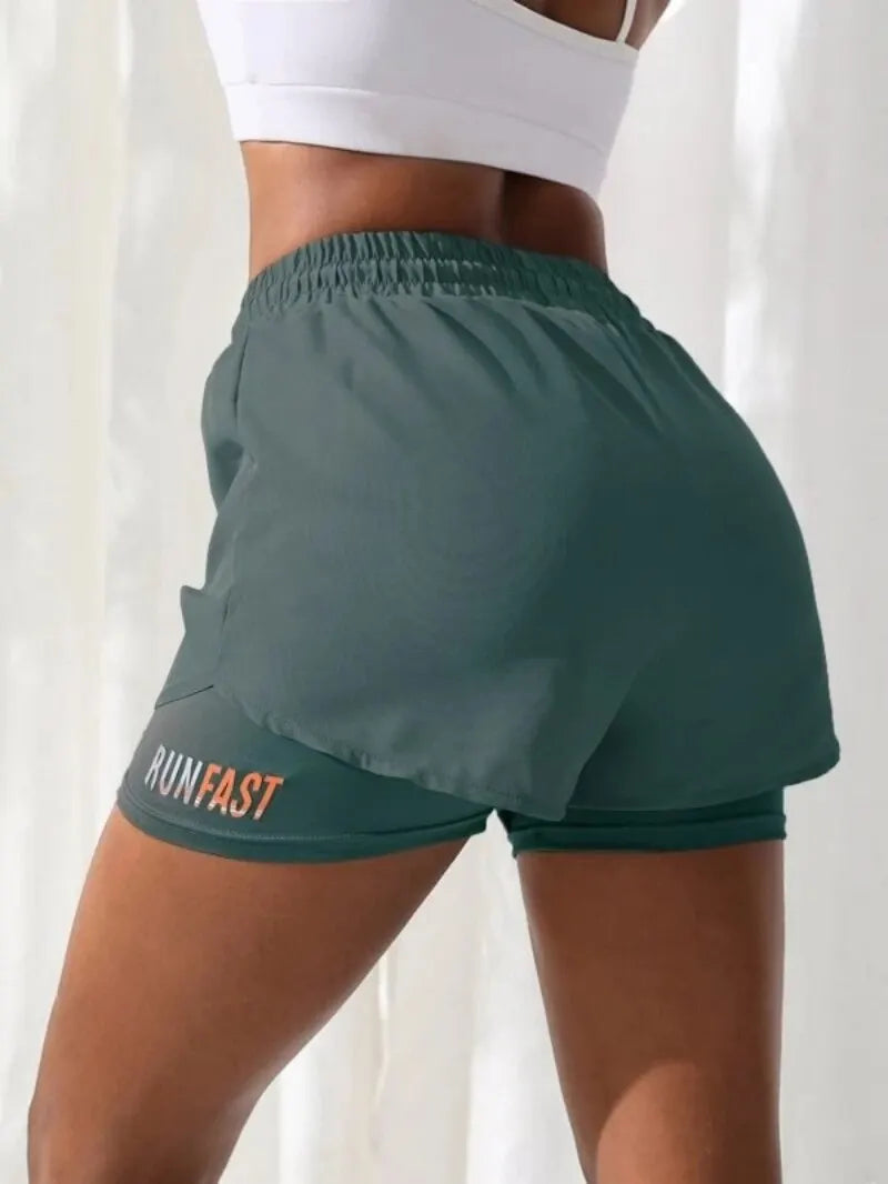 LaufWerk FlexShorts Women – High Waist Fake Two-Piece Shorts für Yoga & Running