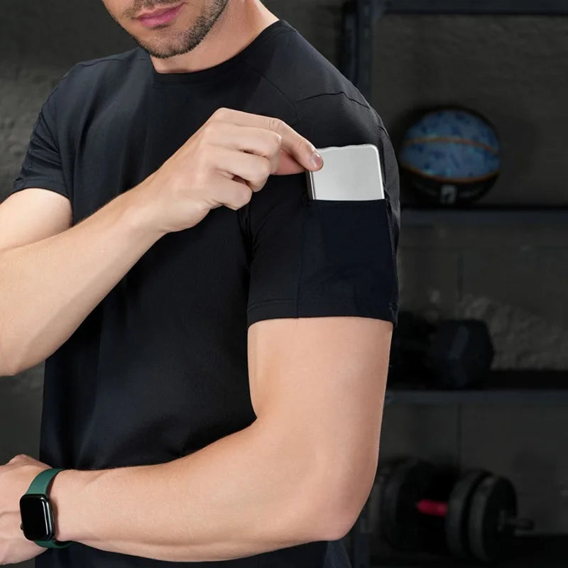 Herren Mesh Sport-T-Shirt – Atmungsaktiv | Gym & Laufen | Mit Taschen