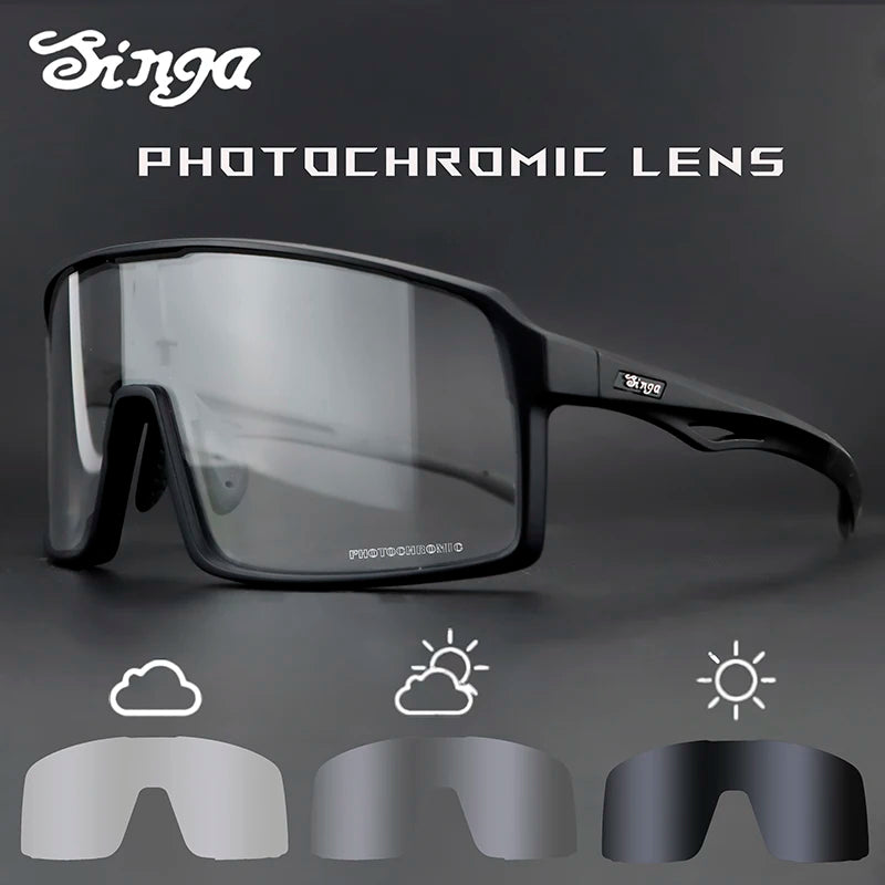 Singa Photochromic Cycling Sunglasses SG9025 – UV400, CE Certified, Road & MTB Bike Eyewear for Men & Women