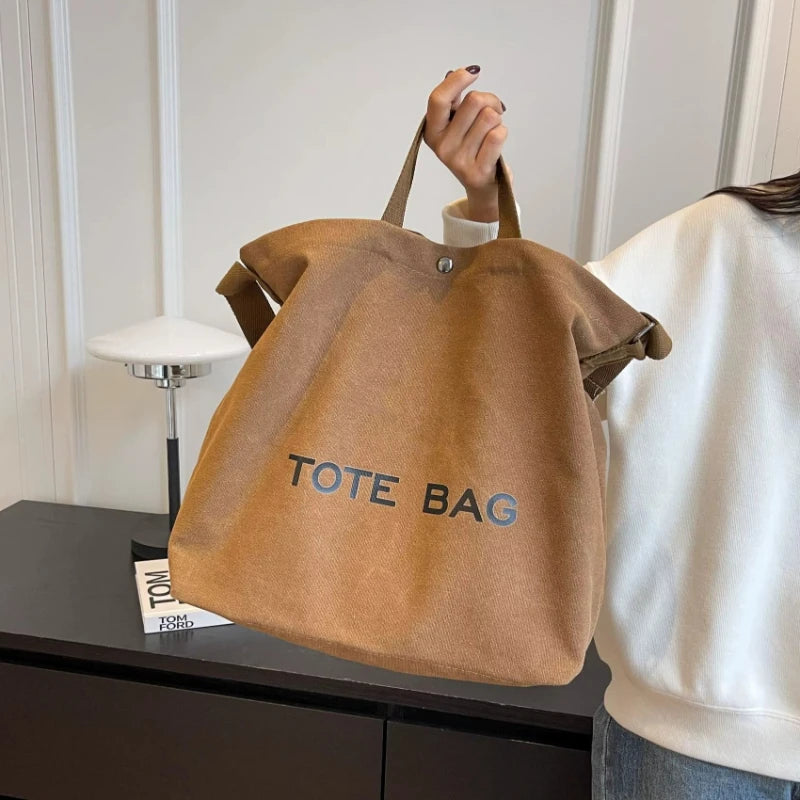 Damen Canvas Tote Bag – Retro-Style, Großes Fassungsvermögen