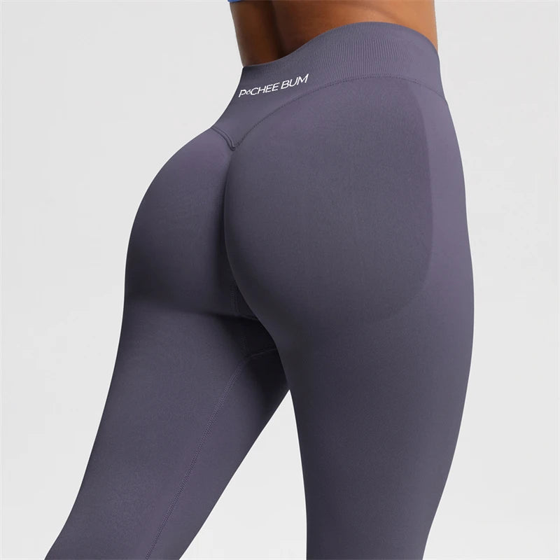 Damen Nahtlose Scrunch Butt Leggings – Low Ribbed Band, Bum Shaping, Yoga & Gym