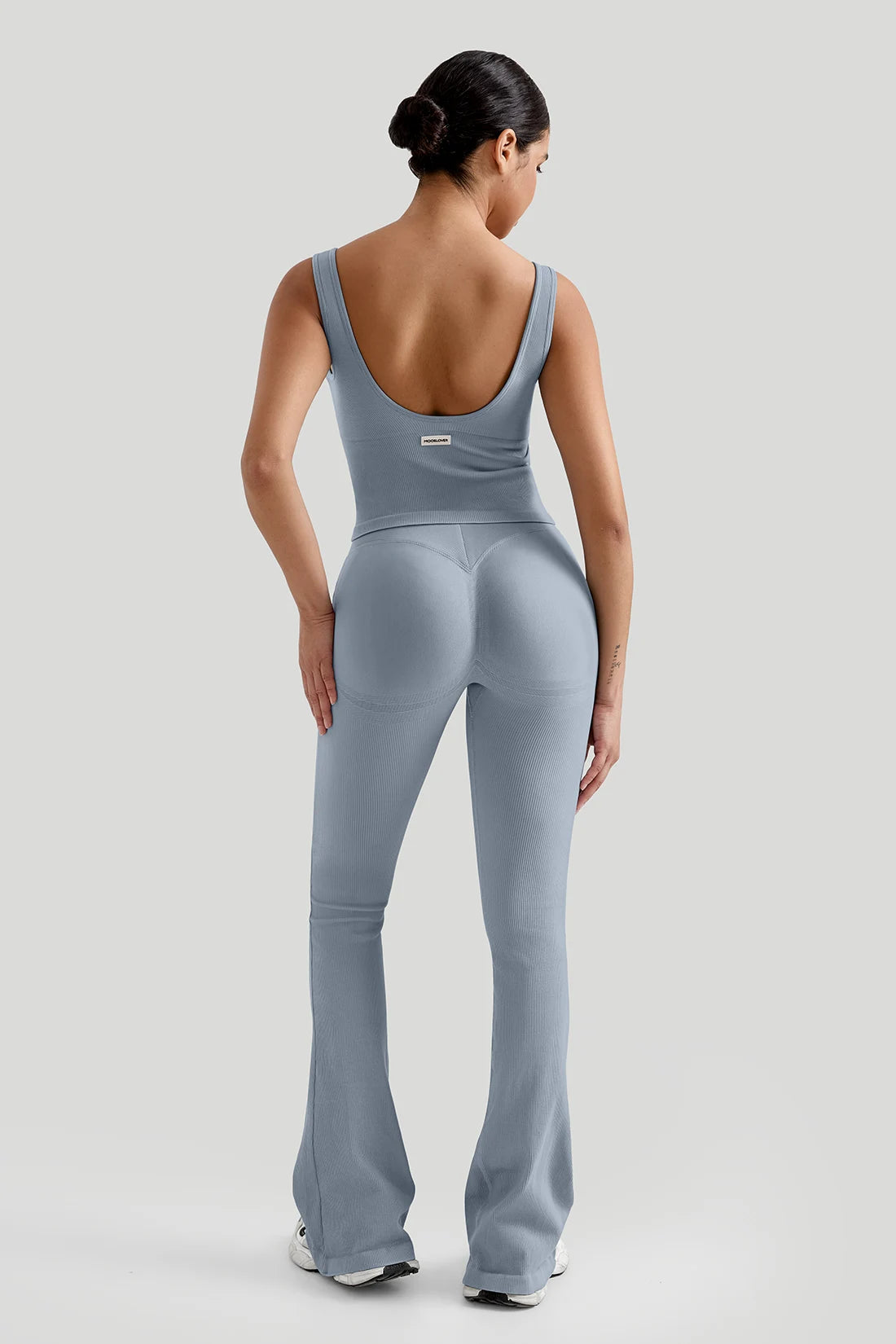 Geripptes Yoga Set Damen – Sport-BH, Weste & Schlaghose mit V-Bund | Gym Tracksuit