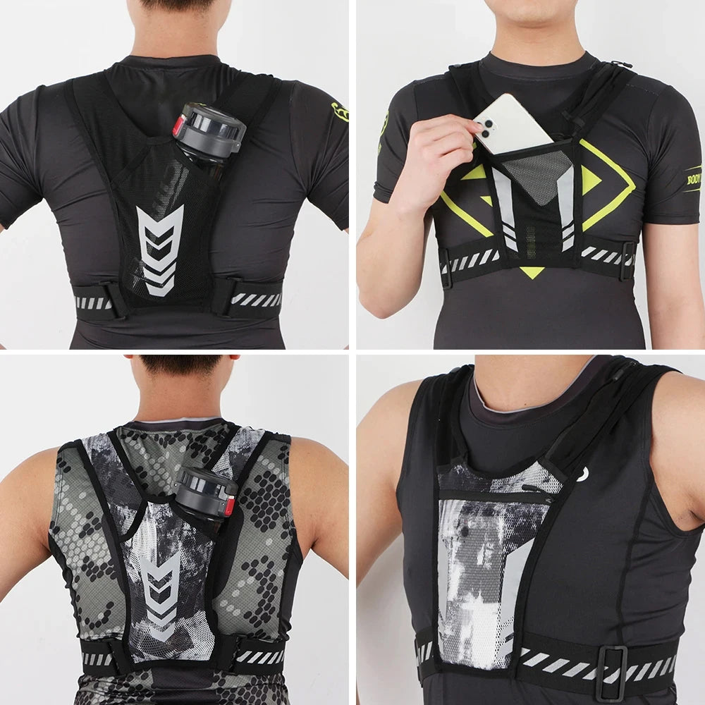 Reflektionsweste mit Handytasche & Schlüsselfach | Verstellbar für Damen & Herren – Laufen, Joggen, Gym