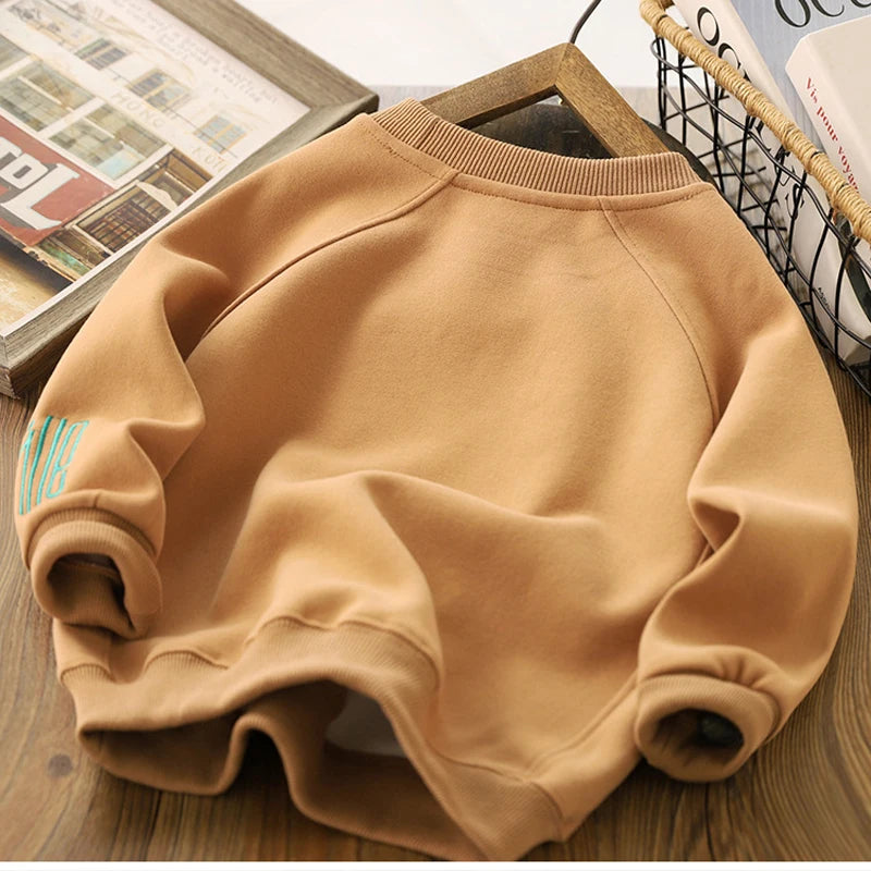 Jungen Sweatshirt – Letter & Smile Print, Langarm, Größen 3–12 Jahre