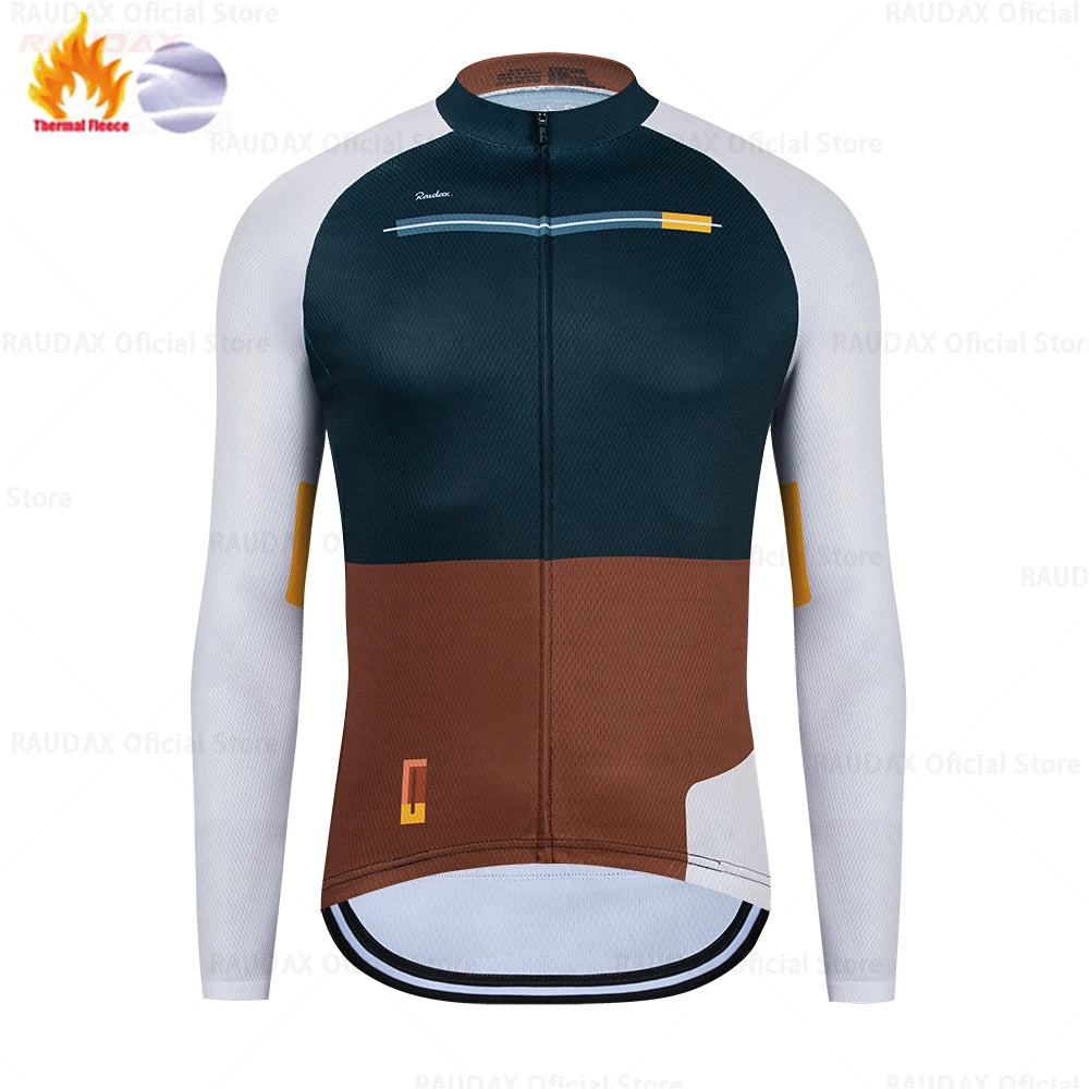 Raudax 2026 Herren Winter-Radtrikot – Thermal Fleece, 12 Farben, MTB & Road