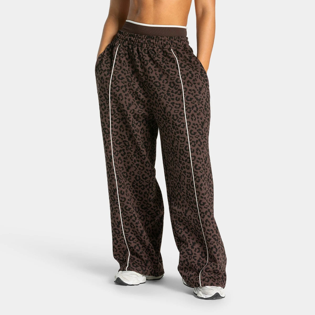 Damen Yoga Pants – Leoparden-Print, Wide Leg, Butt Lifting