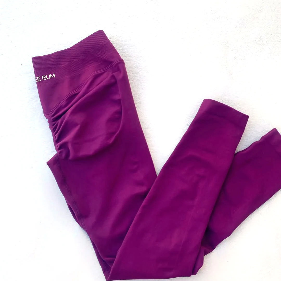 Damen Nahtlose Scrunch Butt Leggings – Low Ribbed Band, Bum Shaping, Yoga & Gym