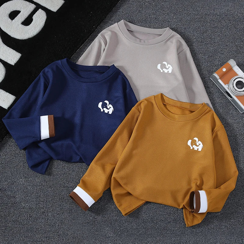 Kinder Langarm-Shirt Unisex | 1er oder 3er-Set, Rundhals, Herbst/Winter