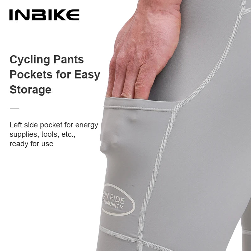 INBIKE 2025 Herren Fahrrad-Trägerhose – High-Waist, atmungsaktiv, mit Seitentaschen
