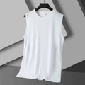 Summer Mesh Men Vest Sleeveless Printed Round Neck Ice Silk Basketball Loose Running Fitness Men Tank Tops T Shirt