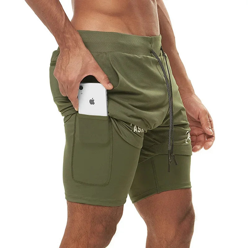 Herren 2-in-1 Sport-Shorts – Schnelltrocknend, Doppellagig, Gym & Laufen