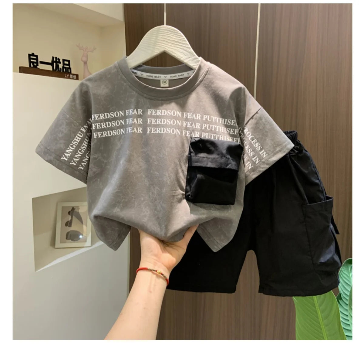 Jungen 2-teiliges Sport-Set – Shirt & Shorts im Korean Style