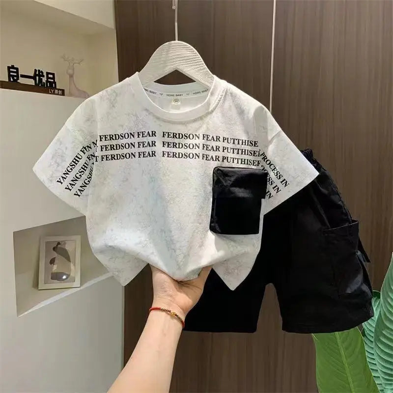 Jungen 2-teiliges Sport-Set – Shirt & Shorts im Korean Style