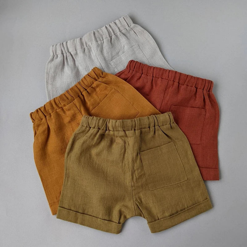 Kinder Leinen-Shorts | Unisex, Kordelzug, Locker, Sommer & Strand