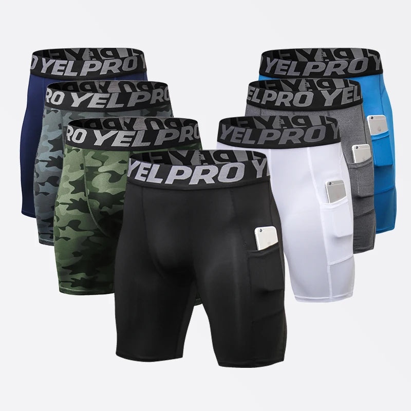 Herren Kompressions-Shorts mit Tasche | Schnelltrocknend für Laufen, Gym & Fitness