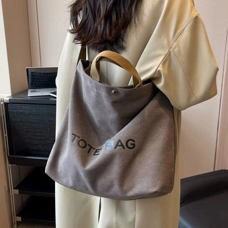 Damen Canvas Tote Bag – Retro-Style, Großes Fassungsvermögen