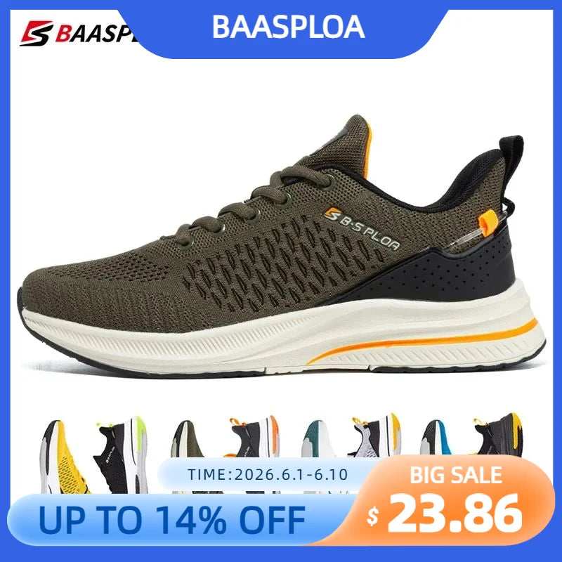 Baasploa Leichte Herren Laufschuhe – Atmungsaktives Mesh, Komfort für Sport & Freizeit