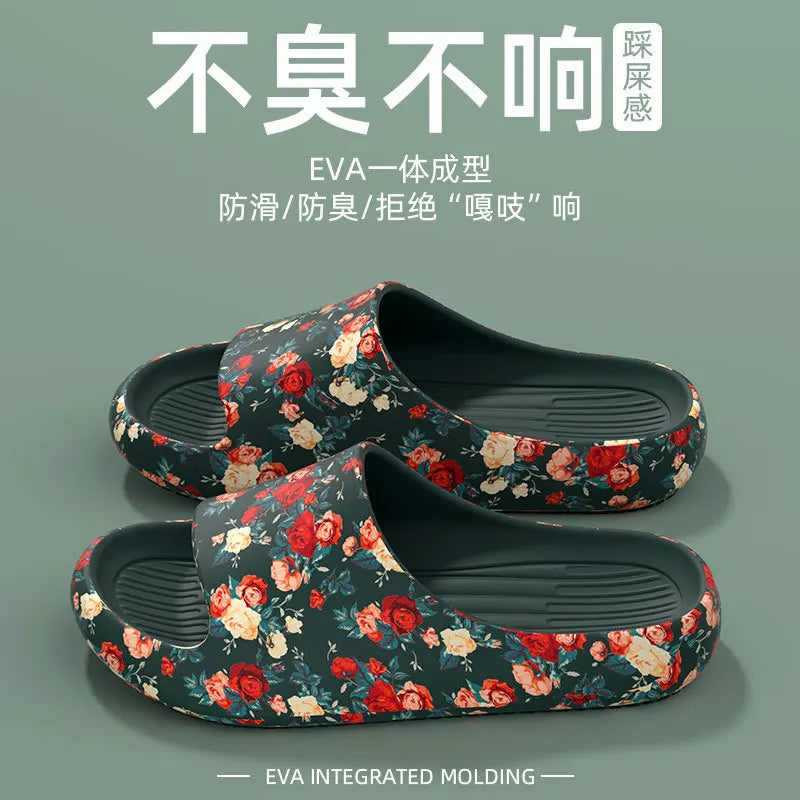 Damen & Herren Blumen-Slides – Weiche Sohle, Rutschfest & Bequem | Strand, Sommer & Alltag