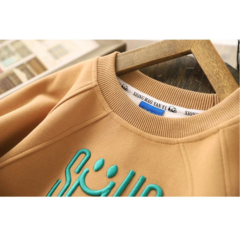Jungen Sweatshirt – Letter & Smile Print, Langarm, Größen 3–12 Jahre