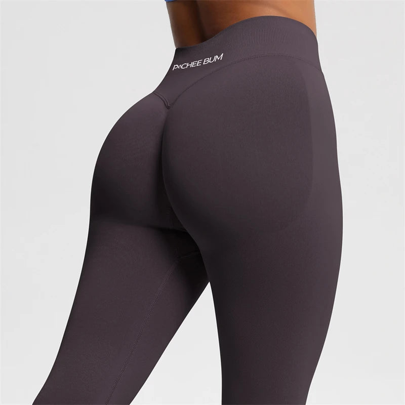 Damen Nahtlose Scrunch Butt Leggings – Low Ribbed Band, Bum Shaping, Yoga & Gym