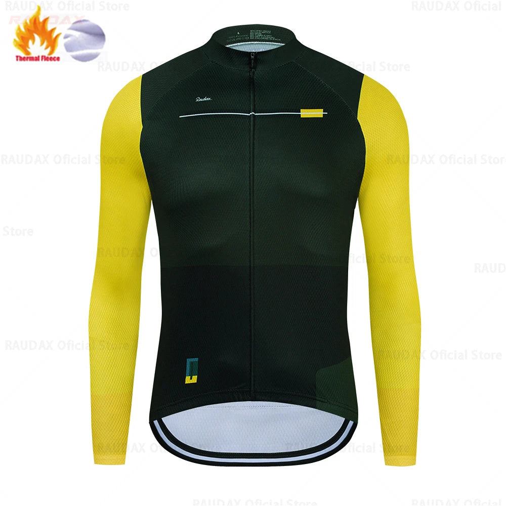Raudax 2026 Herren Winter-Radtrikot – Thermal Fleece, 12 Farben, MTB & Road